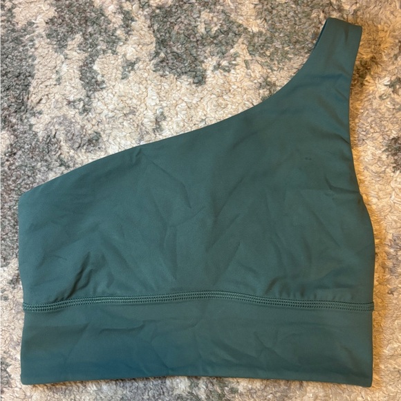 Lululemon Align Asymmetrical Bra Light Support, A/B Cup, Medium Forest Green 4 - Picture 3 of 7